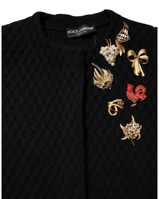 Dolce & Gabbana Black Cashmere Quilted Embellished Jacket for men