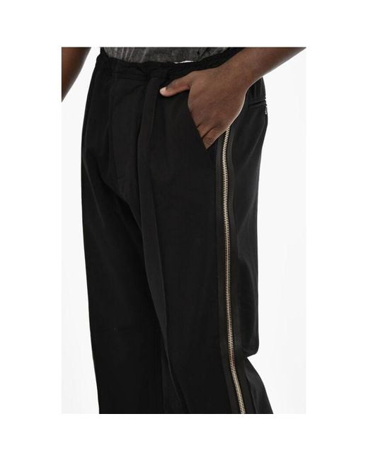 DSquared² Black Cotton Pants With Golden Effect Zip for men