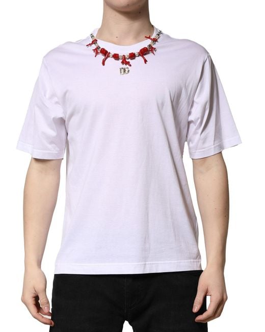 Dolce & Gabbana White Short Sleeve Crew Neck Tshirt for men