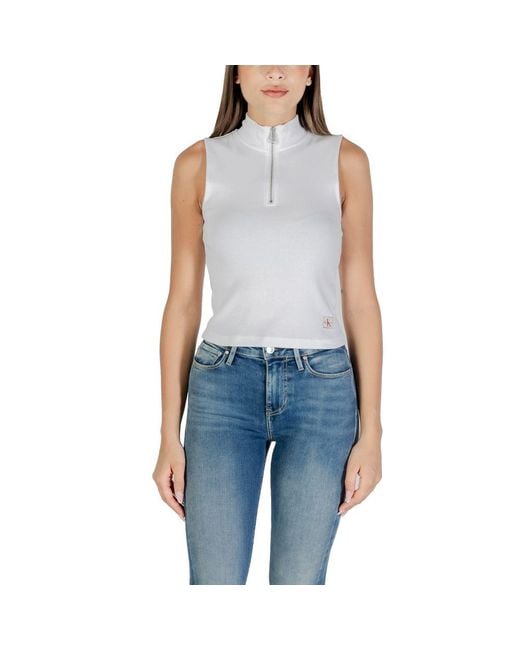 Calvin Klein Blue White Cotton Top