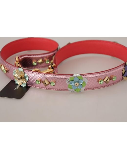 Dolce & Gabbana Red Elegant Metallic Leather Shoulder Strap