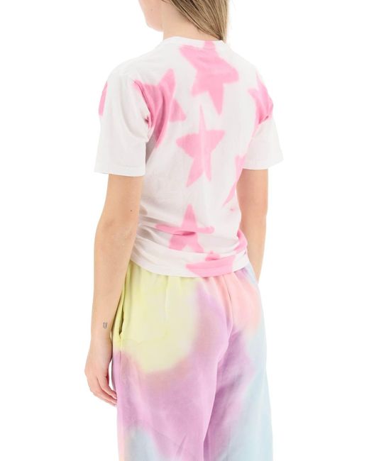 Collina Strada Pink Tie-dye Star T-shirt With O-ring Detail