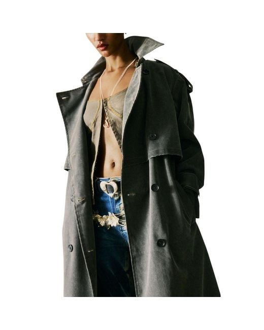 Desigual Black Gray Polyethylene Coat