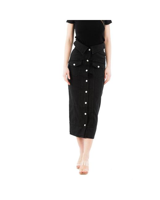 Moschino Black Cotton Midi Skirt