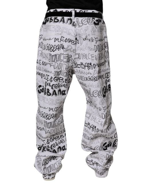 Dolce & Gabbana Gray Logo Print Straight Denim Jeans for men