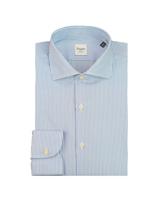 Bagutta Blue Cotton Shirt for men