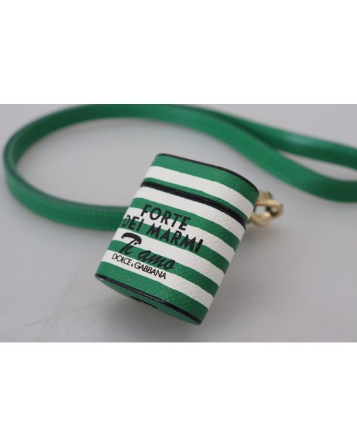 Dolce & Gabbana Green Elegant Leather Airpods Case