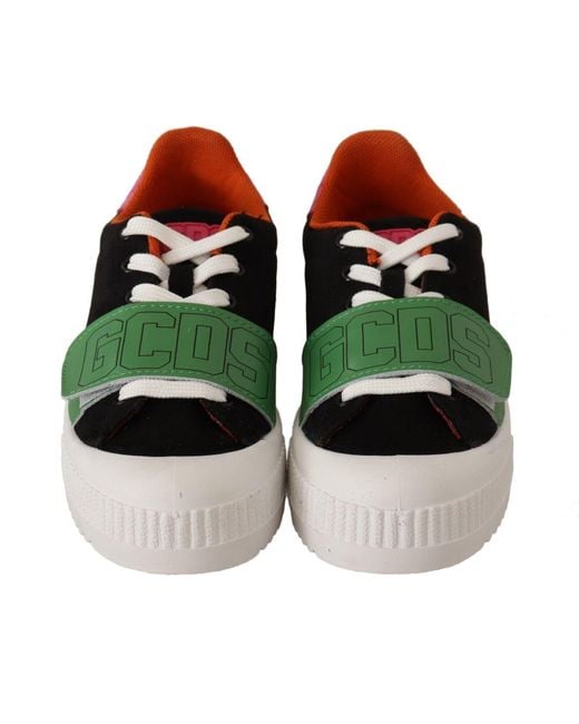 Gcds Green Stylish Low Top Lace-Up Sneakers