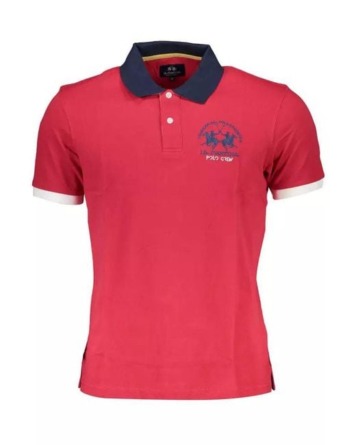 La Martina Red Pink Cotton Polo Shirt for men