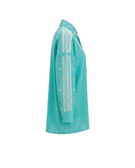 Trussardi Blue Green Polyester Shirt