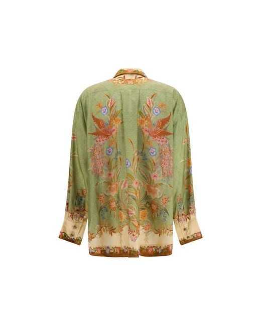 Zimmermann Green Multicolor Silk Pattern Shirt