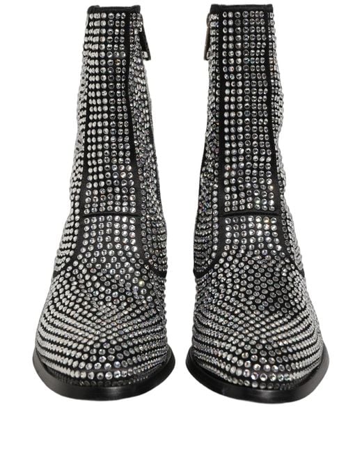 Dolce & Gabbana Black Crystal Embellished Ankle Boots Shoes for men