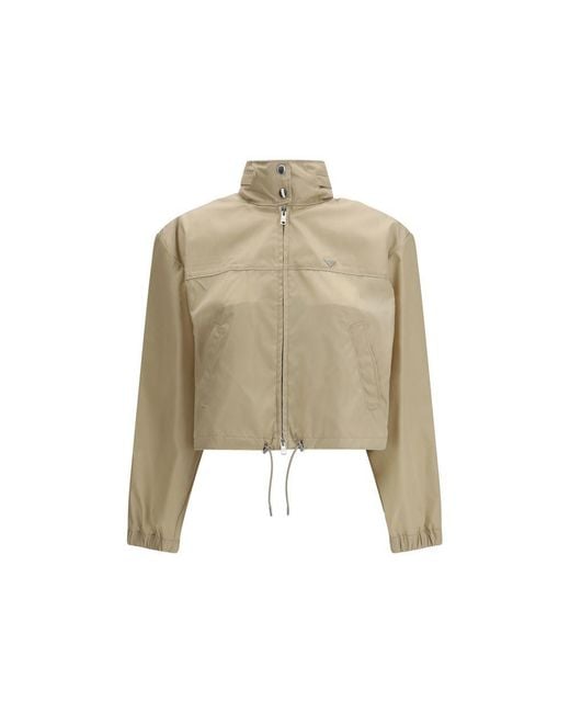Prada Natural Beige Recycled Polyamide Shell Jacket