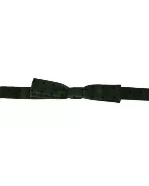 Dolce & Gabbana Black Polka Dot Silk Adjustable Men Neck Papillon Bow Tie