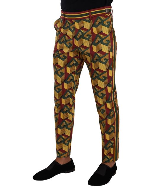 Dolce & Gabbana Black Multicolor Logo Mania Cotton Tapered Trouser Pants for men