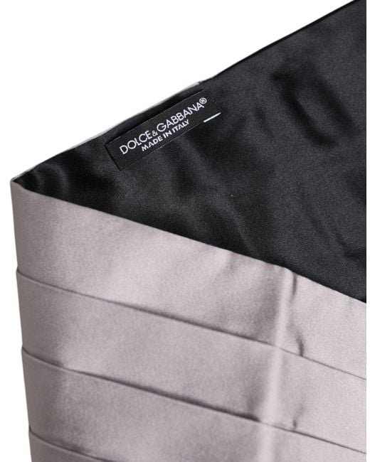 Dolce & Gabbana Brown Gray Men 100% Silk Belt Wide Waist Cummerbund for men