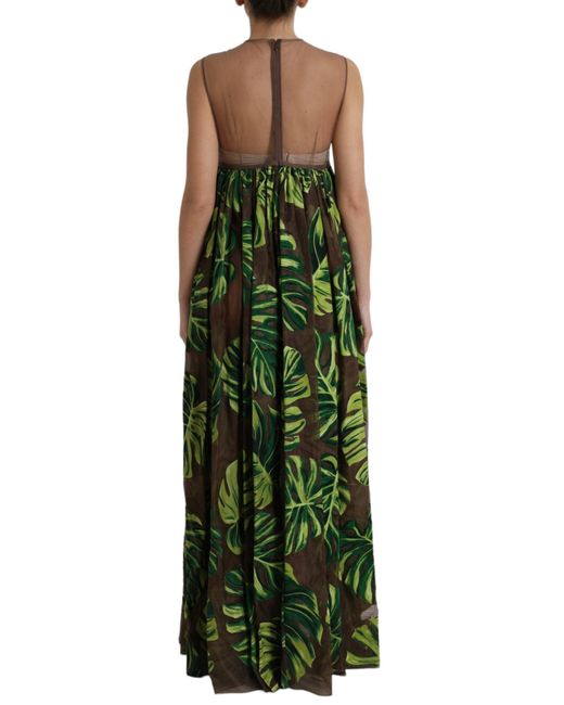 Dolce & Gabbana Green Elegant A-Line Sleeveless Silk Blend Dress