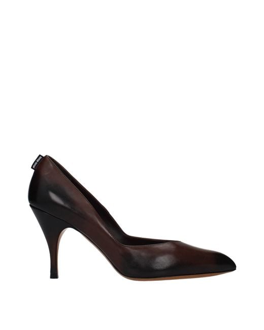 Miu Miu Black Décolleté Leather/Moro Head