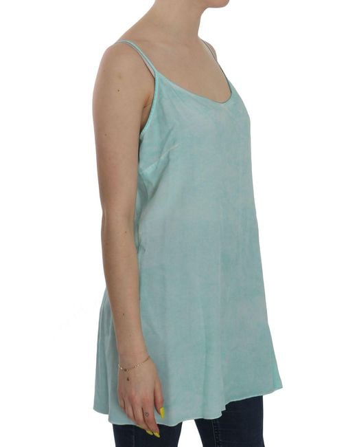 Ermanno Scervino Sleeveless Spaghetti Top Blue Tsh3759