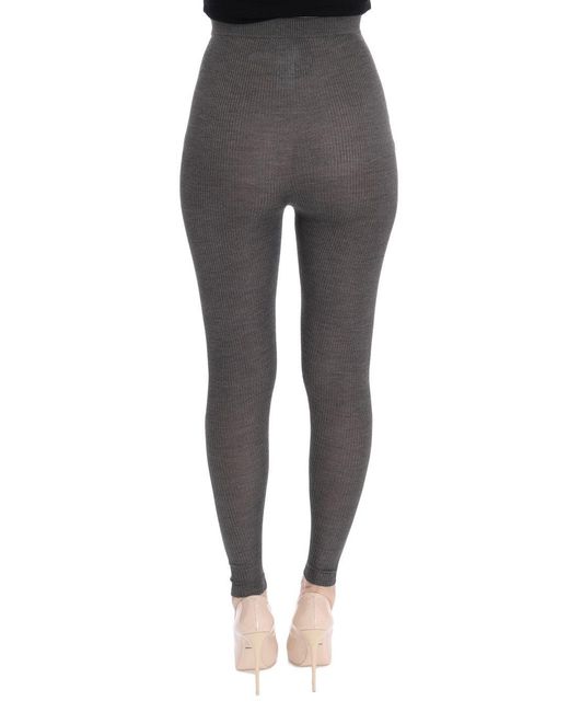Dolce & Gabbana Gray Elegant High Waist Cashmere Tights Pants