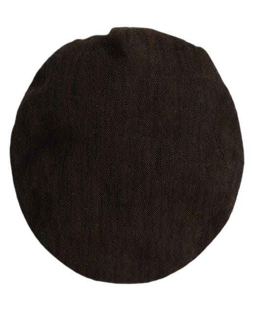 Dolce & Gabbana Black Men Brown Cotton Flat Cloth Newsboy Cap Hat for men