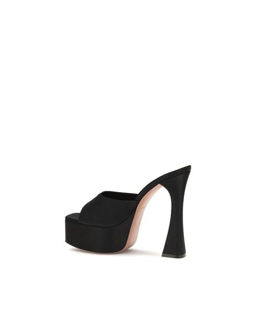 AMINA MUADDI Black Calf Leather Bos Taurus Platform Sandals