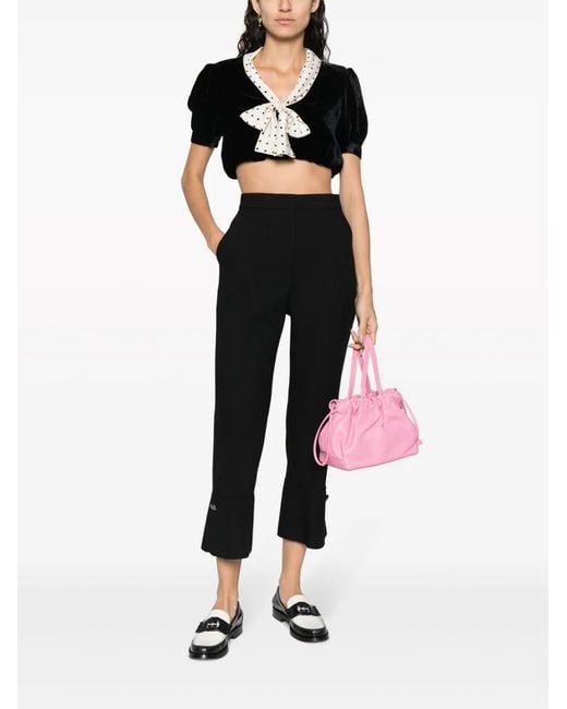MSGM White Cropped-Leg Flared Trousers