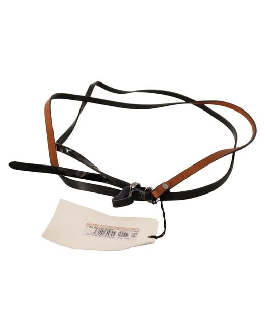 CoSTUME NATIONAL Black Leather Silver Tone Buckle Belt