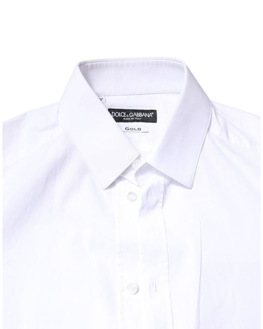 Dolce & Gabbana White Cotton Long Sleeves Dress Shirt for men