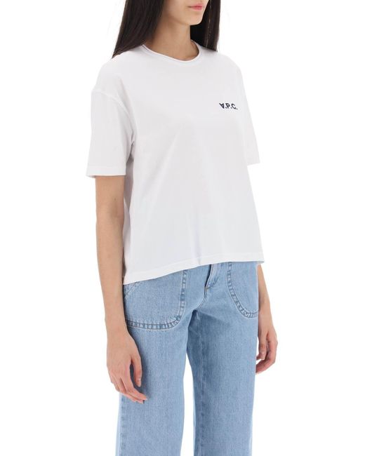 A.P.C. White 'carol' Boxy T Shirt With Logo Print