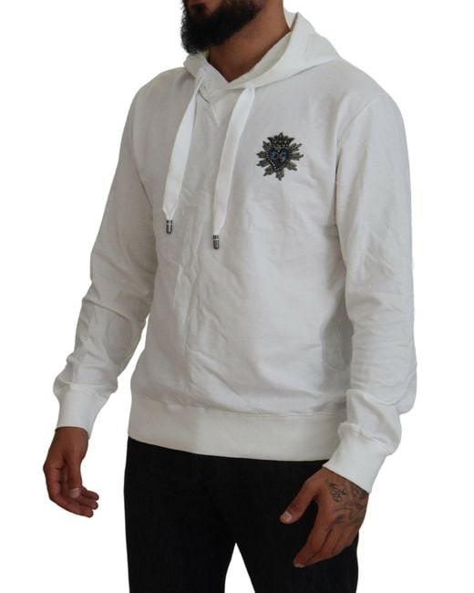 Dolce & Gabbana Gray Cotton Hooded Sweatshirt Logo Sweater for men