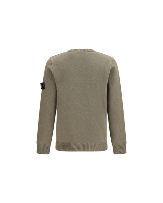Stone Island Green Bicolor Cotton Sweatshirt for men