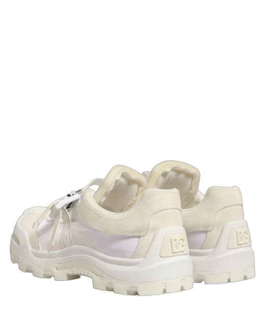 Dolce & Gabbana White Airmaster Panelled Low Top Sneakers Shoes Nylon Suede for men