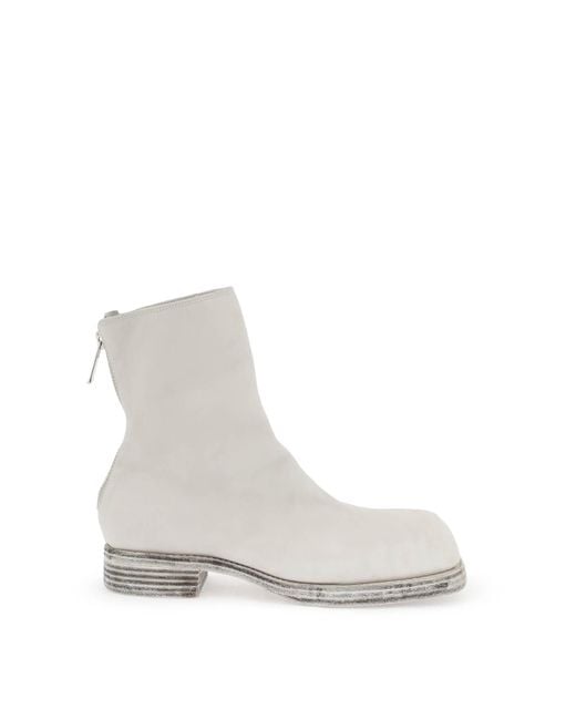 Guidi White Leather Ankle Boots for men