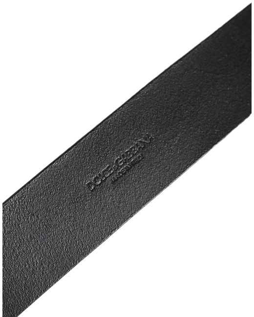 Dolce & Gabbana Black Leather Brushed Metal Buckle Men Belt for men