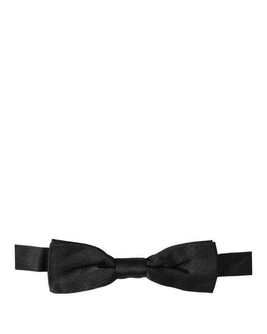 Dolce & Gabbana Black Silk Adjustable Neck Bow Tie for men