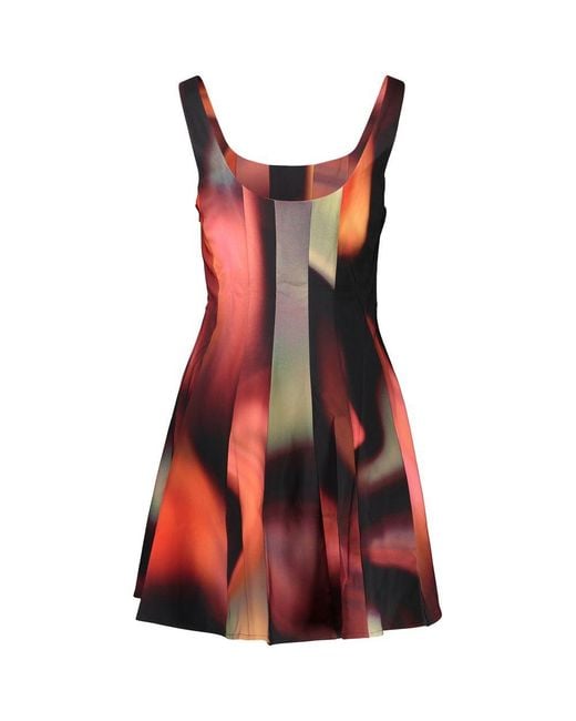 Desigual Red Black Polyester Casual Dress