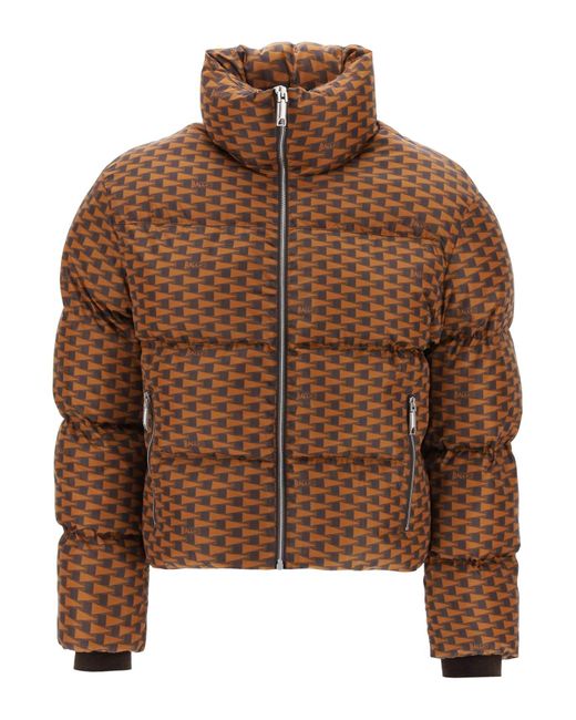 Bally Brown Short Puffer Jacket With Pennant Motif for men