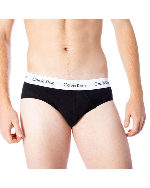 Calvin Klein Black Gray Cotton Briefs for men