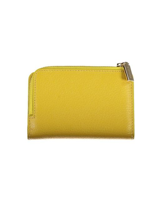 Coccinelle Yellow Elegant Leather Wallet With Secure Fastenings