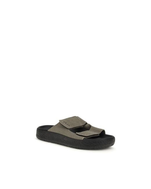 Veja Black Bicolor Calf Leather Bos Taurus Flat Sandals