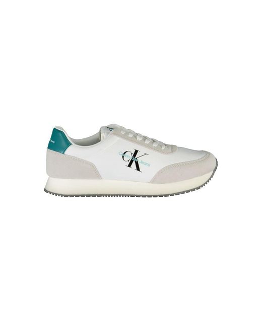 Calvin Klein White Elegant Lace-Up Sneakers With Contrasting Detail for men