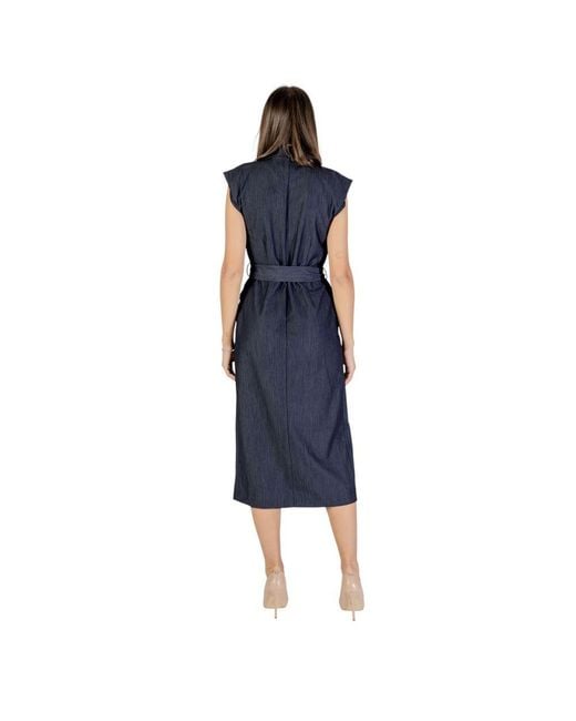 Ichi Blue Polyester Long Dress