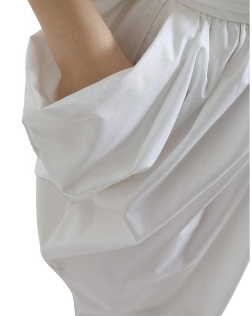Dolce & Gabbana White Cotton High Waist Pencil Cut Maxi Skirt