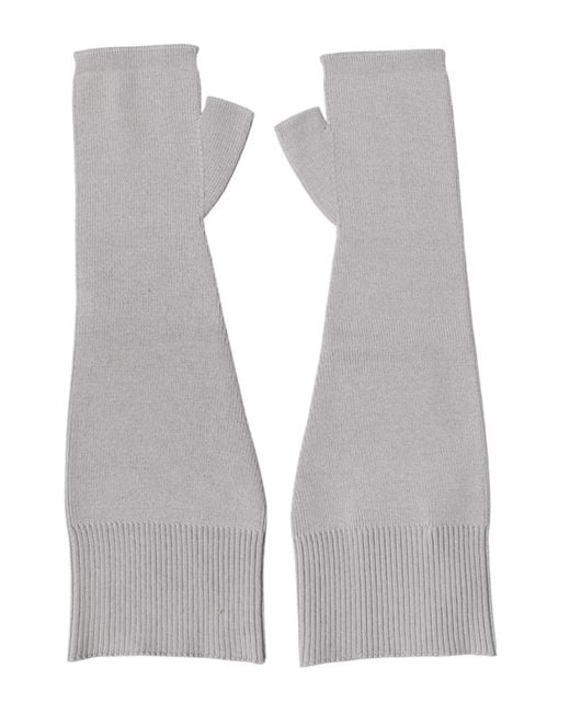Dolce & Gabbana Gray Virgin Wool Knitted Fingerless Gloves for men