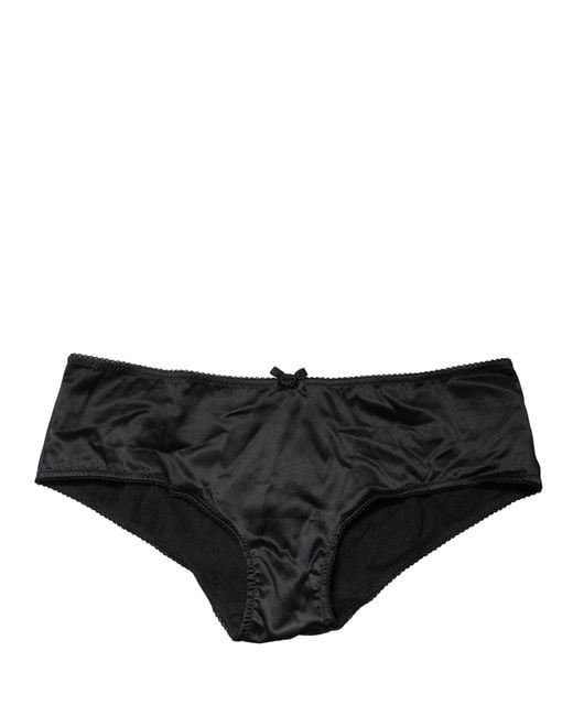 Dolce & Gabbana Black Silk Stretch Mid Waist Brief Panty Underwear