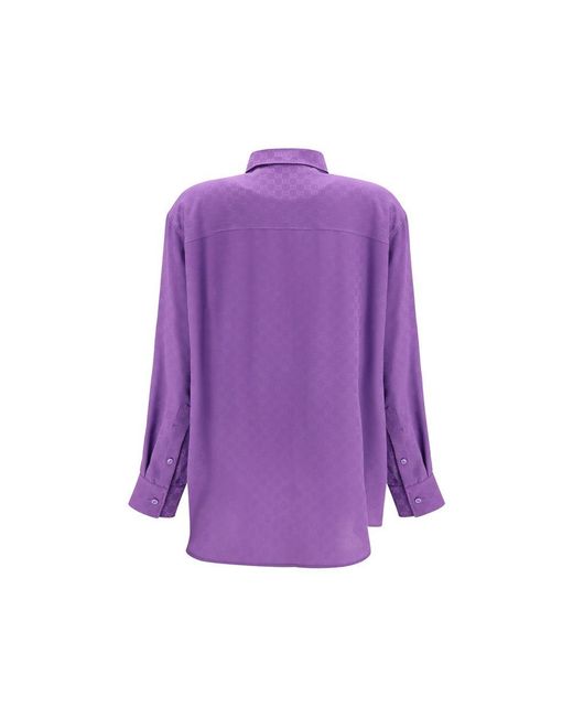 Gucci Purple Multicolor Silk Pattern Shirt