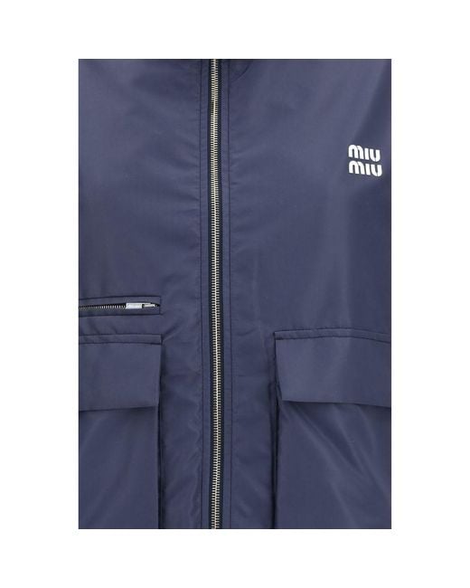 Miu Miu Blue Recycled Polyester Shell Jacket