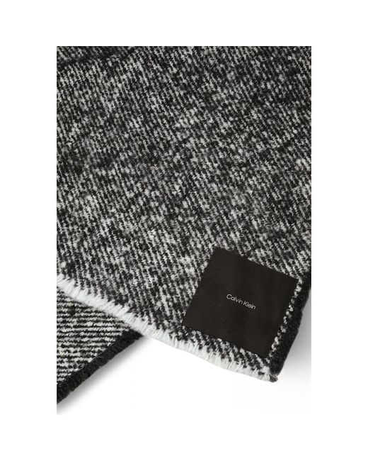 Calvin Klein Gray Black And White Polyester Scarf