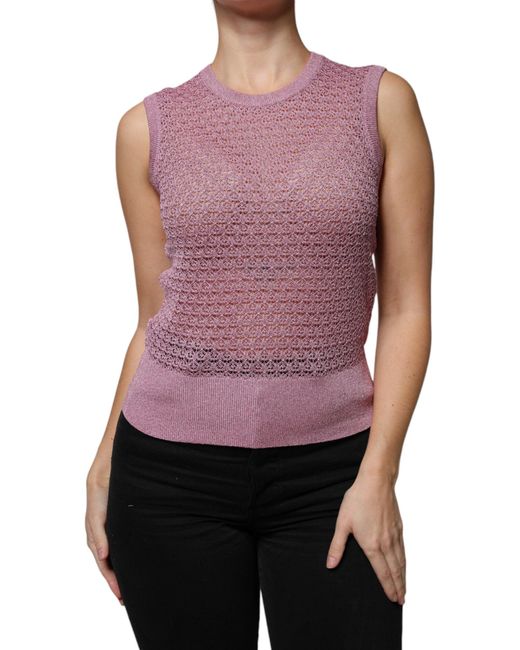 Dolce & Gabbana Women's Purple Mesh See Through Sleeveless Tank Top
